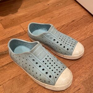 Native Kids Slip-On Water Shoes in Light Blue with White Toe